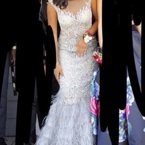 Silver/gray jeweled prom dress!